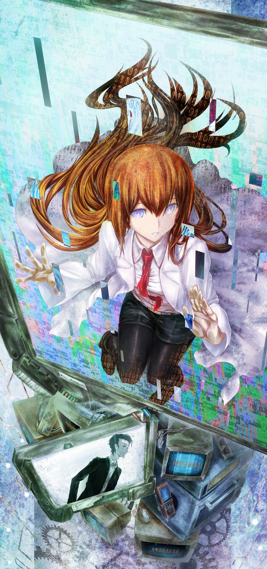 makise kurisu and okabe rintarou (steins;gate and 1 more) drawn by cry-planet