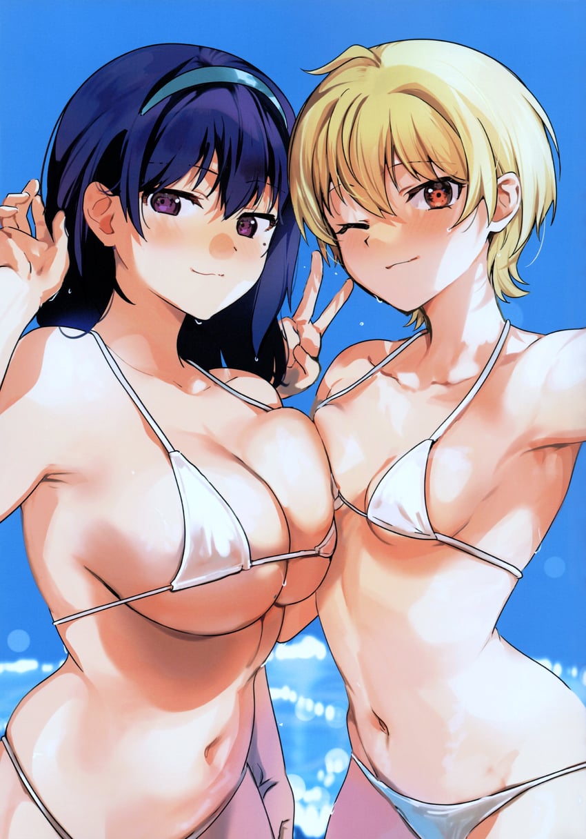 harumi hana and ichihara chiaki (sekai de ichiban oppai ga suki!) drawn by konbu_wakame