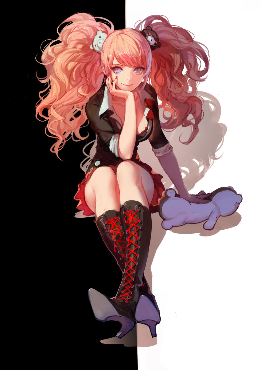 enoshima junko and monokuma (danganronpa and 1 more) drawn by ask_(askzy)