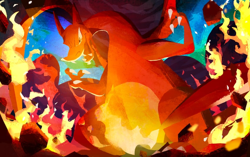 charizard (pokemon and 1 more) drawn by nana_coco77