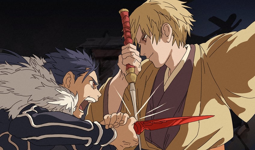 gilgamesh and cu chulainn (fate and 2 more) drawn by shiso_i4