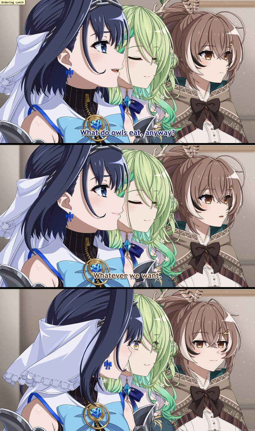 ouro kronii, nanashi mumei, and ceres fauna (hololive and 3 more) drawn by gardavwar