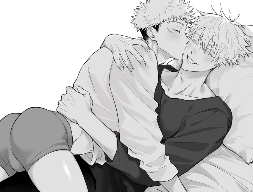 gojou satoru and itadori yuuji (jujutsu kaisen) drawn by pz00990801