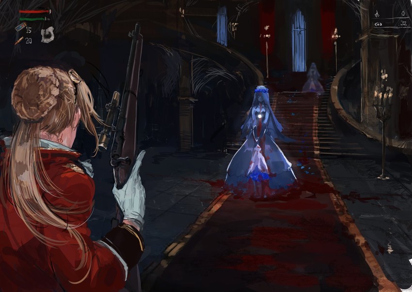 lee-enfield and corpse bride (girls' frontline and 1 more) drawn by osakana_(denpa_yun'yun)