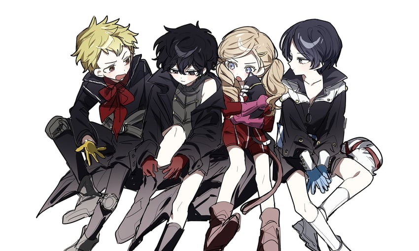 amamiya ren, takamaki anne, joker, panther, sakamoto ryuuji, and 4 more (persona and 1 more) drawn by 5jip107729
