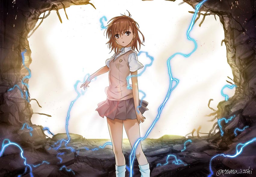 misaka mikoto (toaru majutsu no index and 1 more) drawn by isshi_pyuma