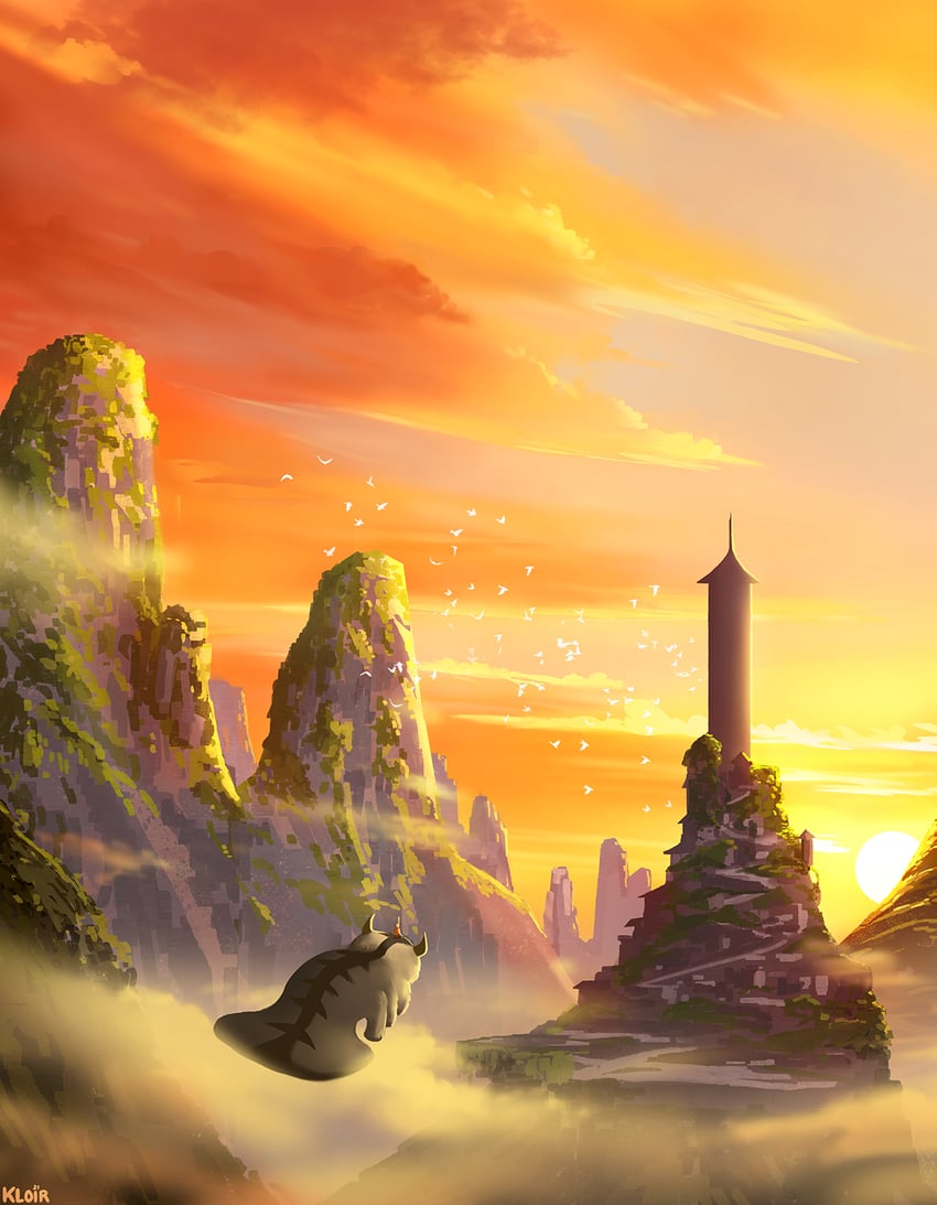 aang and appa (avatar legends and 1 more) drawn by kloir