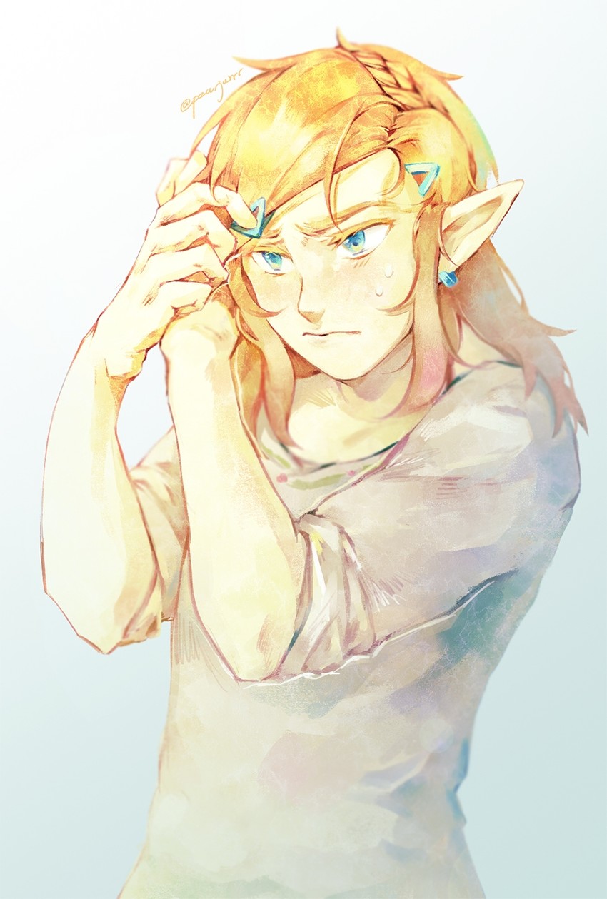link and princess zelda (the legend of zelda and 1 more) drawn by pearjarrr