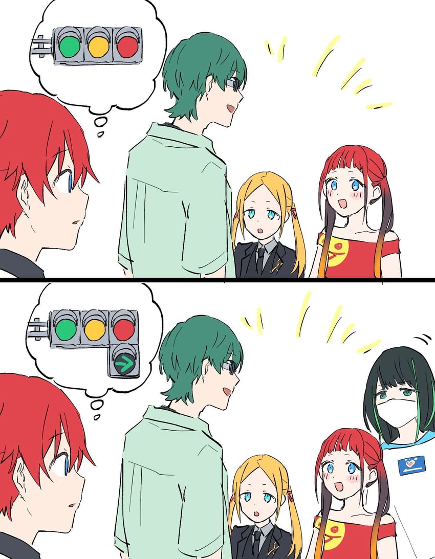 hibiki yuuta, asukagawa chise, utsumi shou, hassu, and borr (gridman universe) drawn by himagosan