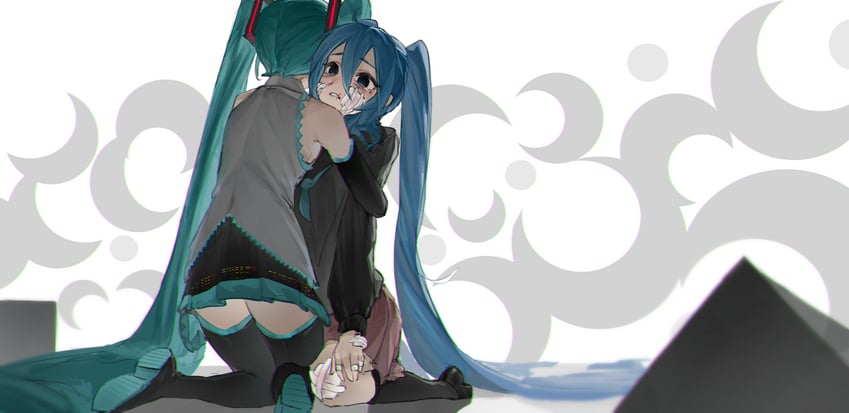 hatsune miku (vocaloid and 1 more) drawn by tlseone