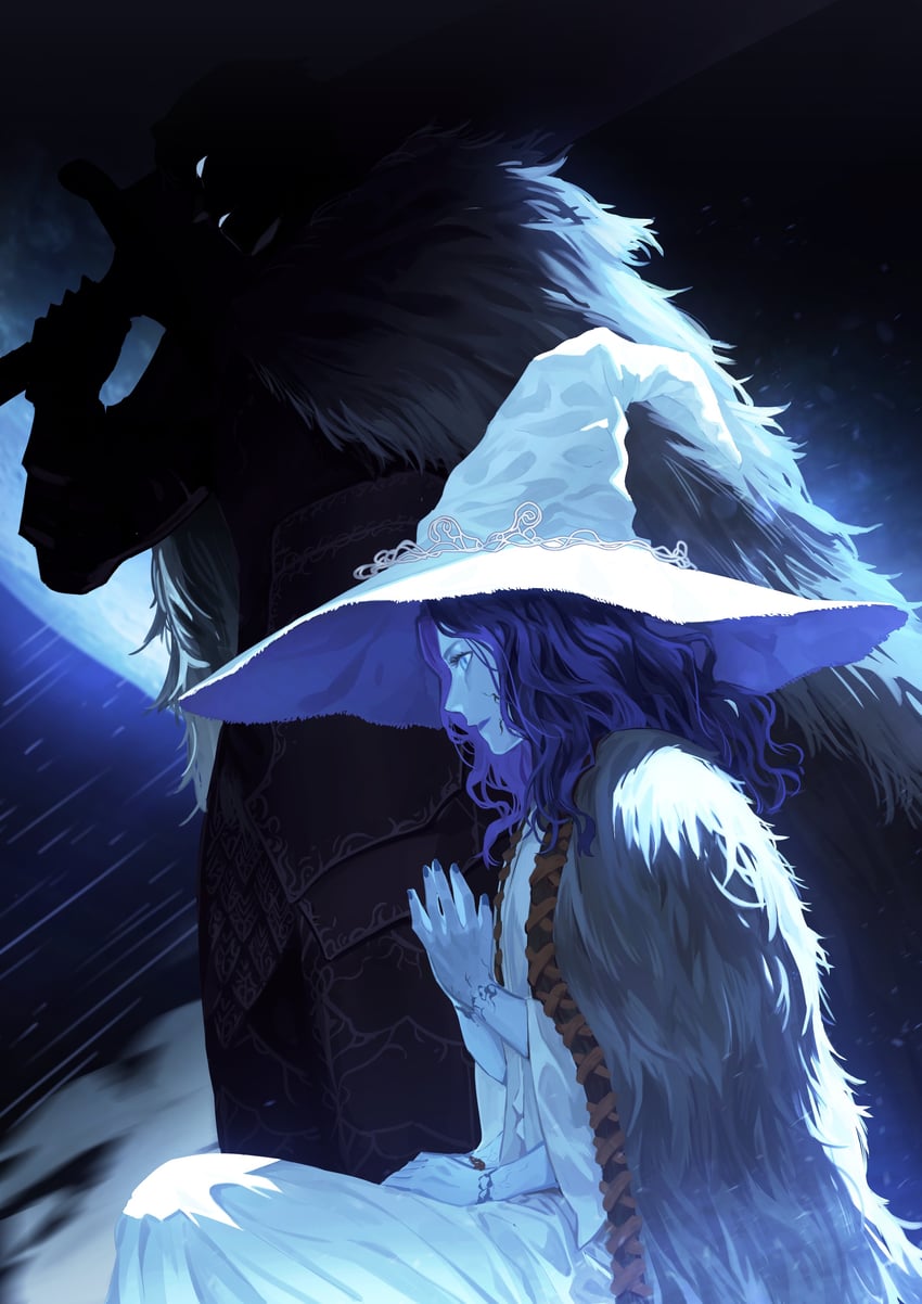 ranni the witch and blaidd the half-wolf (elden ring) drawn by zheye