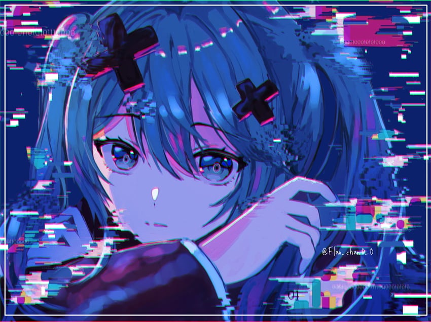hatsune miku and batsu miku (vocaloid and 2 more) drawn by flan_chan