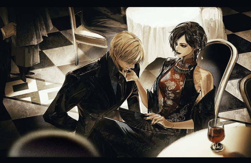 leon s. kennedy and ada wong (resident evil and 1 more) drawn by ringorange_0514
