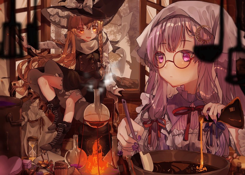 kirisame marisa and patchouli knowledge (touhou) drawn by shinjitsu_no_kuchi