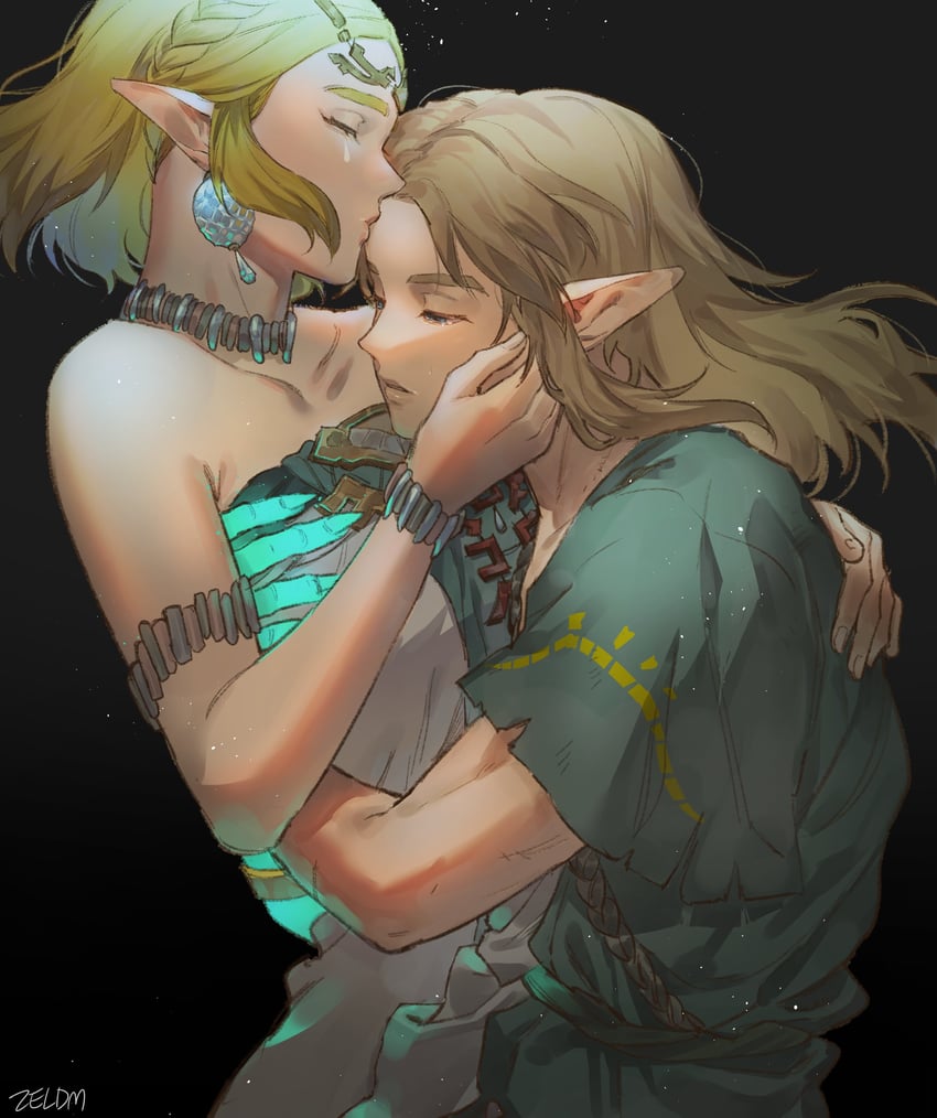 link and princess zelda (the legend of zelda and 1 more) drawn by zeldm
