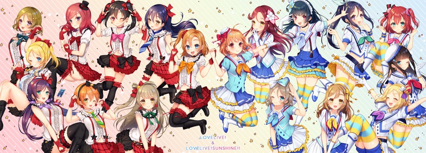 nishikino maki, tojo nozomi, sonoda umi, yazawa nico, ayase eli, and 13 more (love live! and 2 more) drawn by moyui_(myi_005)