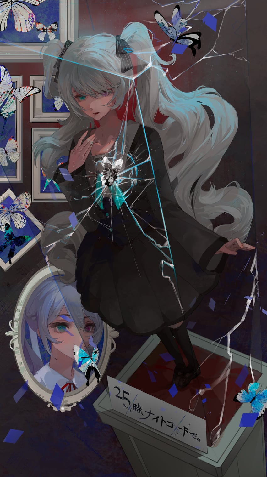 hatsune miku and 25-ji miku (vocaloid and 1 more) drawn by qin'ai_de_xiong_xiansheng