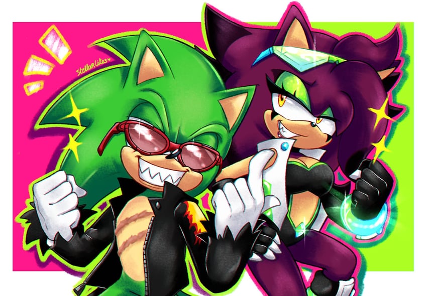 scourge the hedgehog and cherry the hedgehog (original and 2 more) drawn by stellarlites