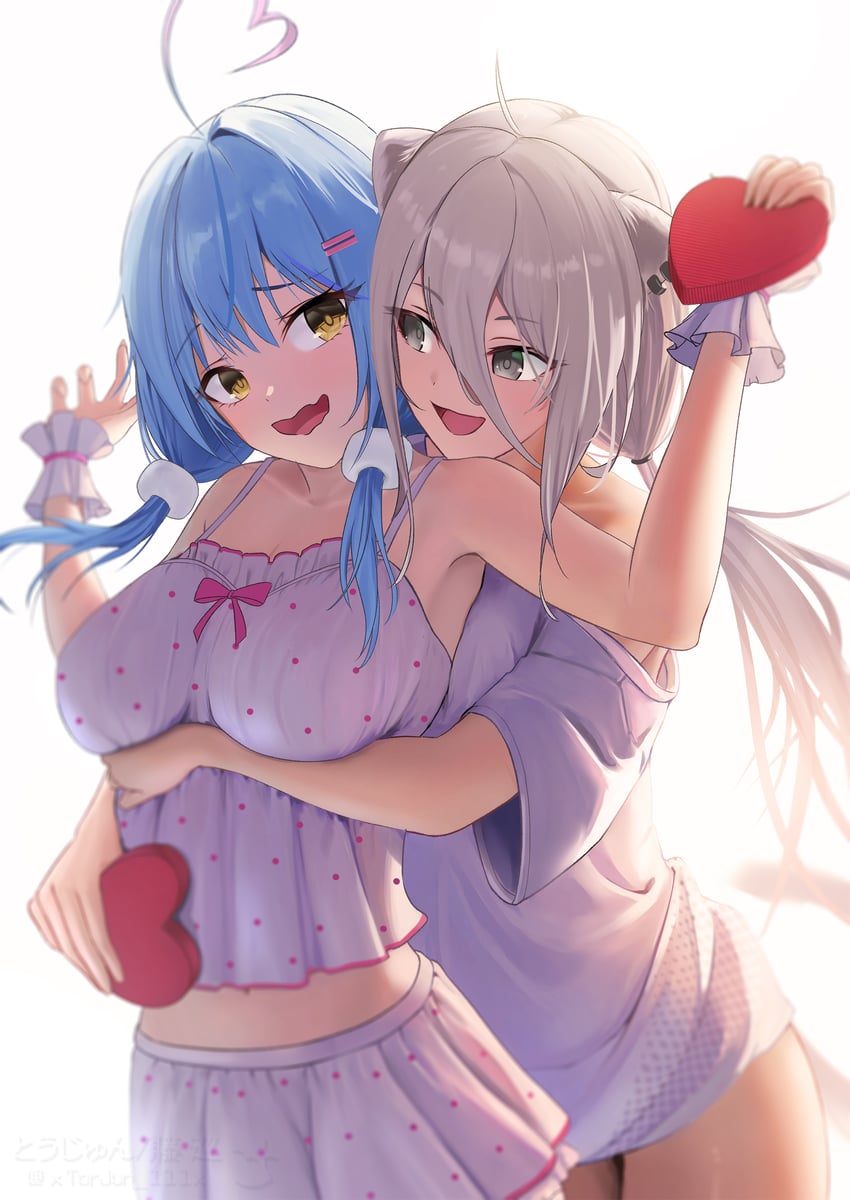 yukihana lamy and shishiro botan (hololive) drawn by torjun_111