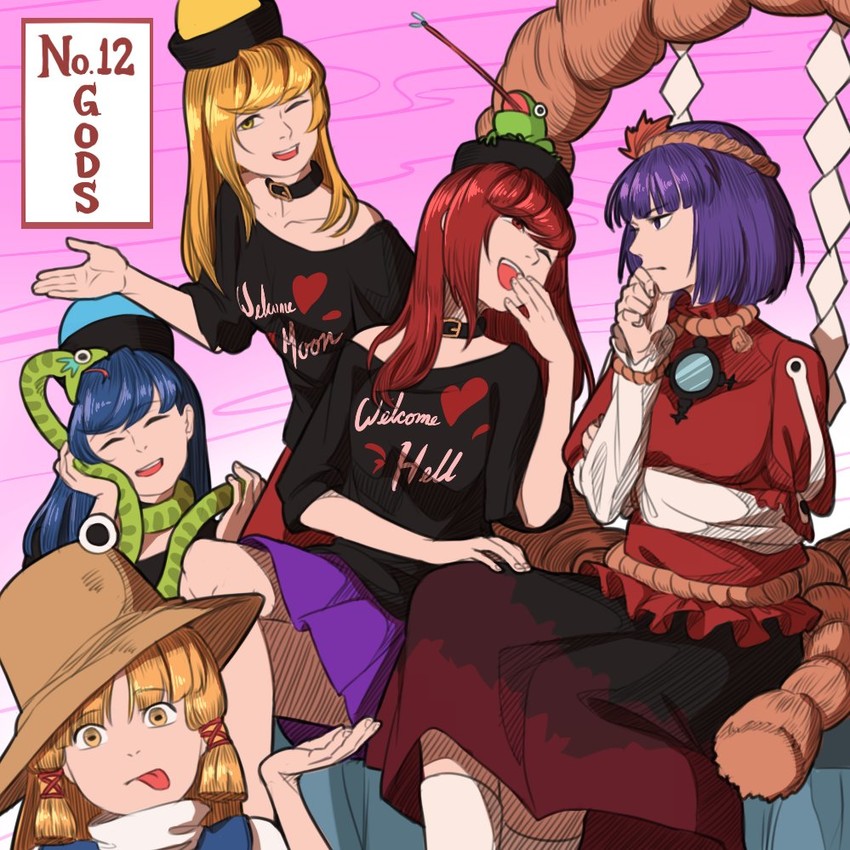 moriya suwako, yasaka kanako, and hecatia lapislazuli (touhou) drawn by mefomefo