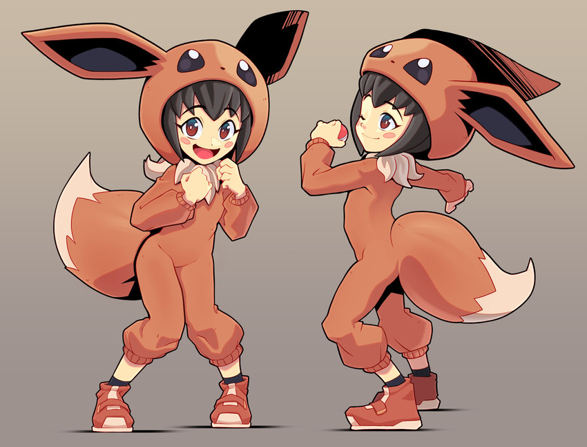 eevee and poke kid (pokemon and 1 more) drawn by arnaud_tegny