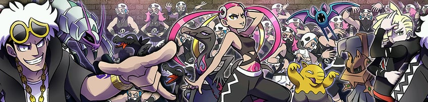 gladion, guzma, zubat, team skull grunt, golisopod, and 5 more (pokemon and 1 more) drawn by ariga_hitoshi