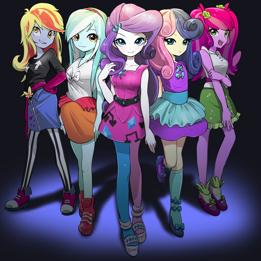 rarity, derpy hooves, lyra heartstrings, cheerilee, and bonbon (my little pony and 2 more) drawn by quizia