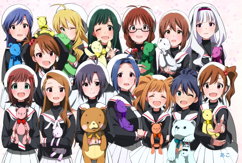 kinomoto sakura, hoshii miki, kisaragi chihaya, amami haruka, kikuchi makoto, and 10 more (idolmaster and 1 more) drawn by aco_(bearchannel)