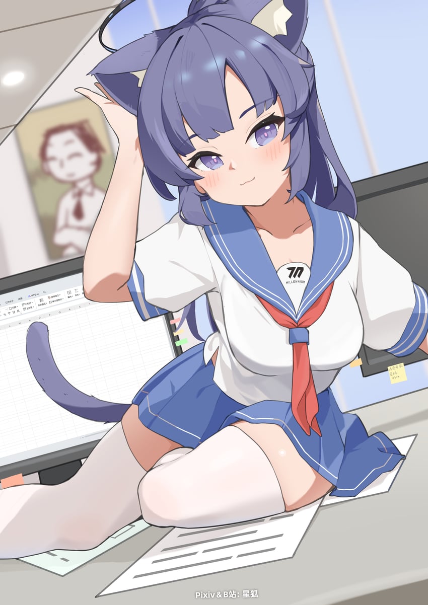 sensei, yuuka, and doodle sensei (blue archive) drawn by hoshi_kitsune