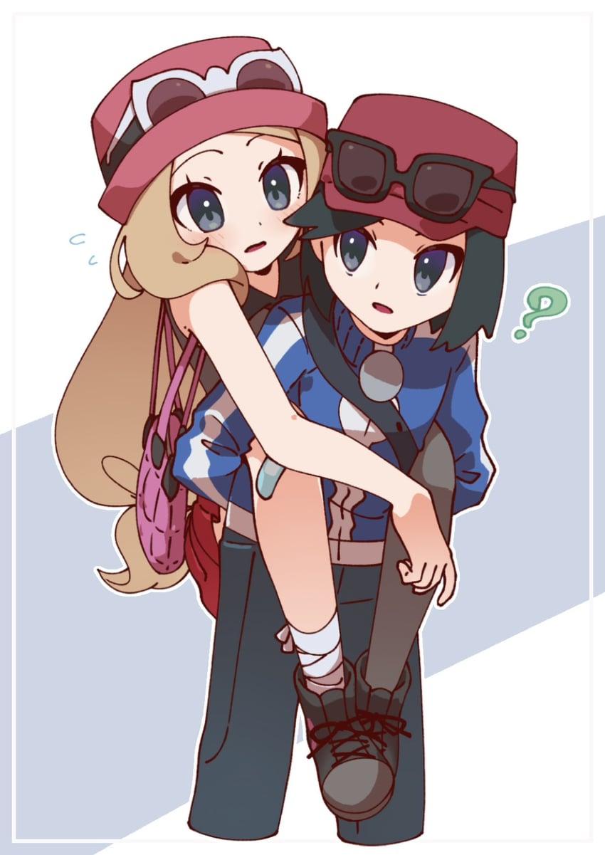serena and calem (pokemon and 1 more) drawn by omochi_(omotimotittona3)