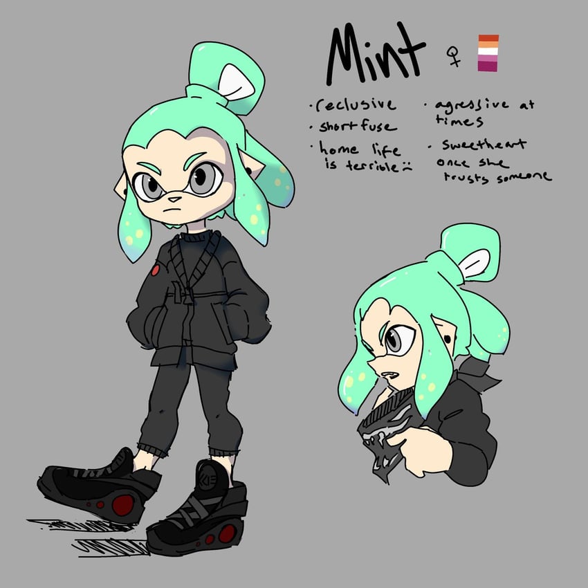 inkling player character and mint (splatoon) drawn by ivy_spl