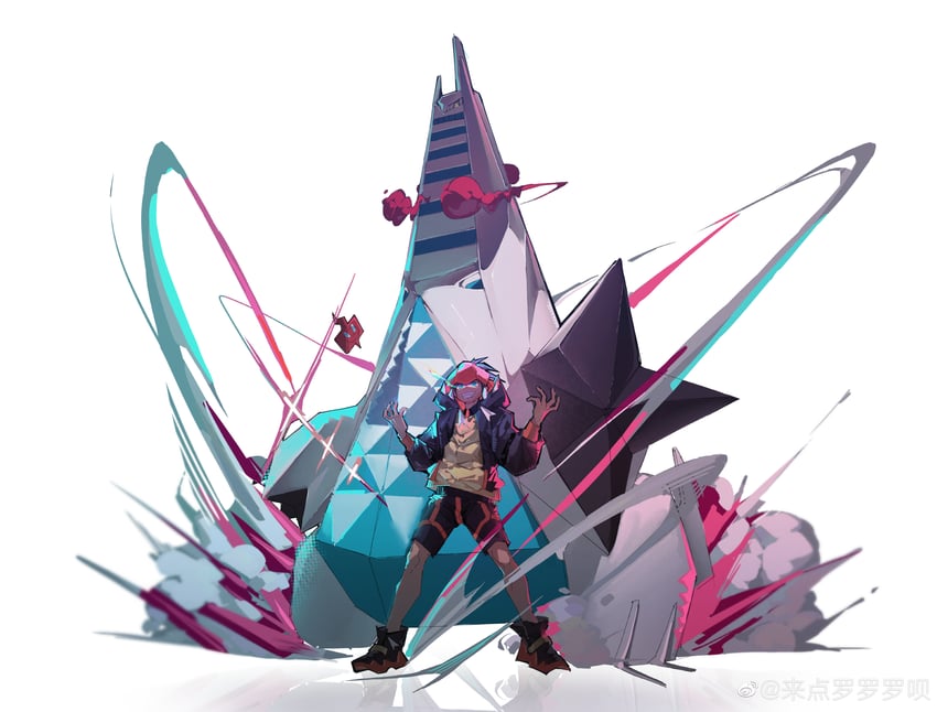 raihan, rotom, rotom phone, duraludon, and gigantamax duraludon (pokemon and 1 more) drawn by lai_dian_luo_luo_luo_bai