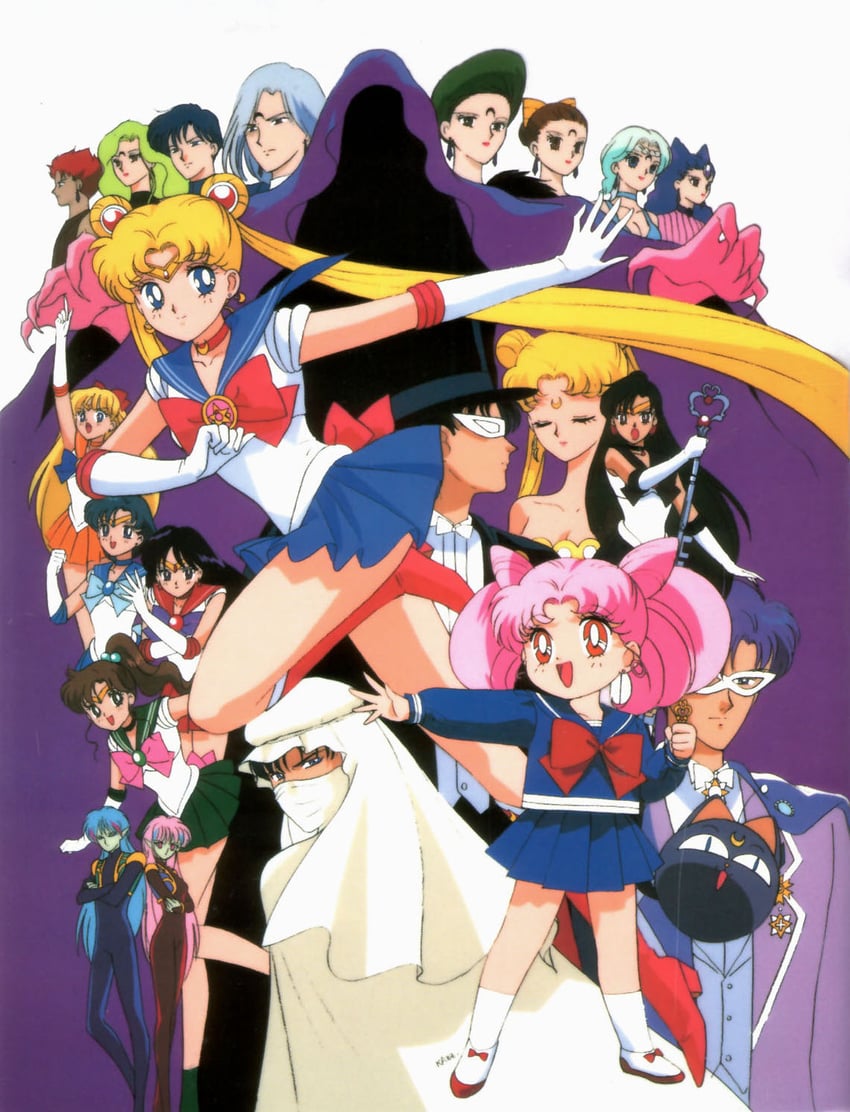tsukino usagi, sailor moon, mizuno ami, aino minako, hino rei, and 25 more (bishoujo senshi sailor moon and 1 more) drawn by tadano_kazuko