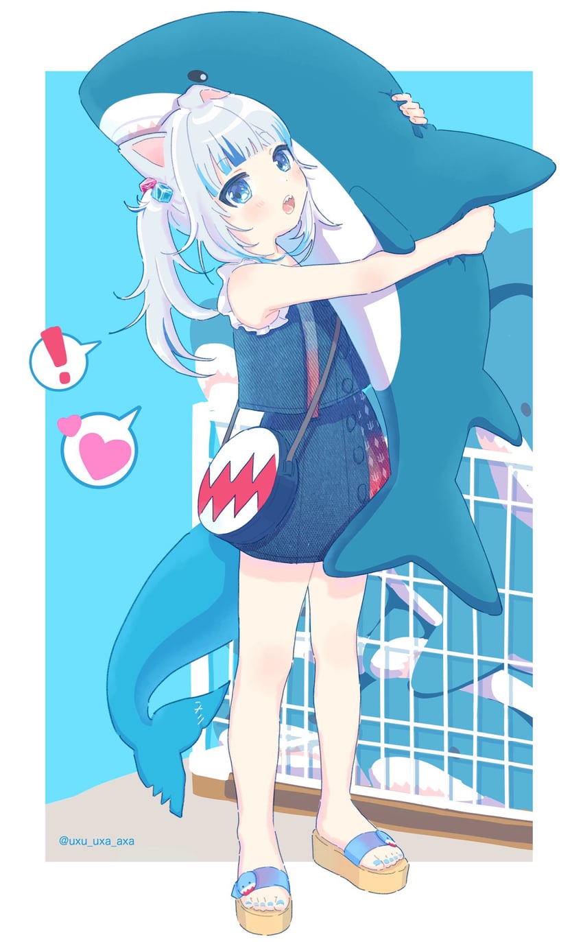 gawr gura (hololive and 1 more) drawn by uxu_uxa_axa