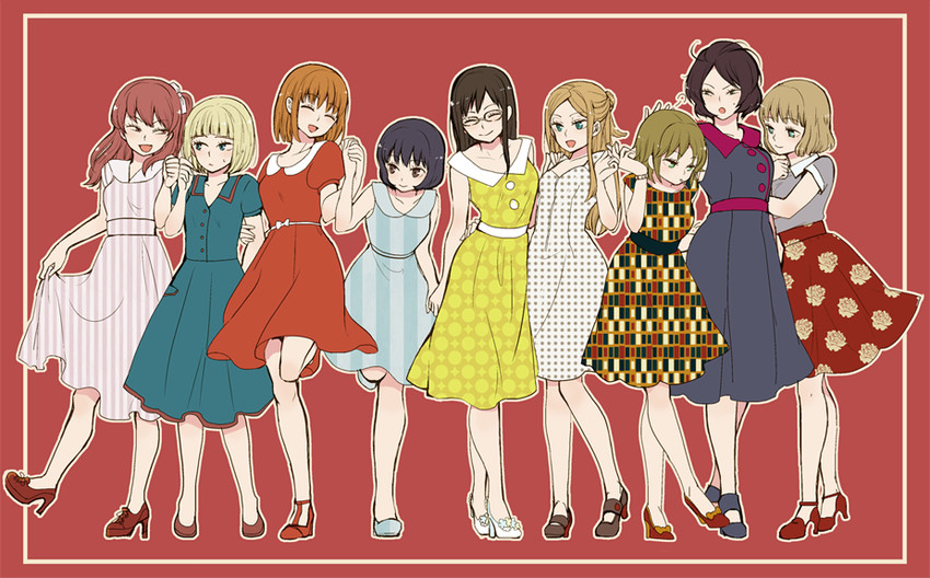 konami kirie, nasu rei, usami shiori, nire hikari, hiyami aki, and 4 more (world trigger) drawn by takaya