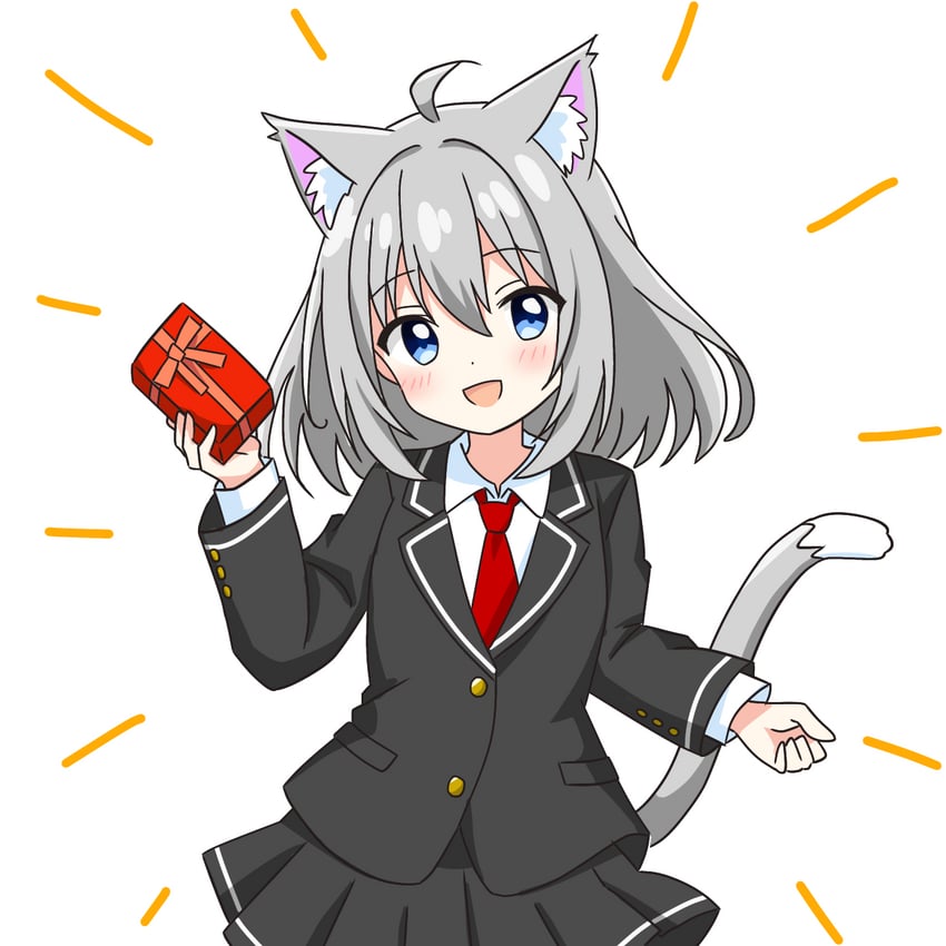 grey-haired cat girl (original) drawn by kotatsu-mazoku