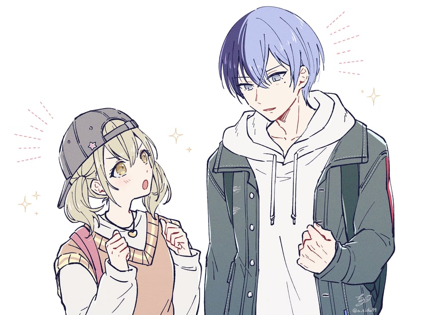 aoyagi touya and azusawa kohane (project sekai) drawn by chizu_(fiute)