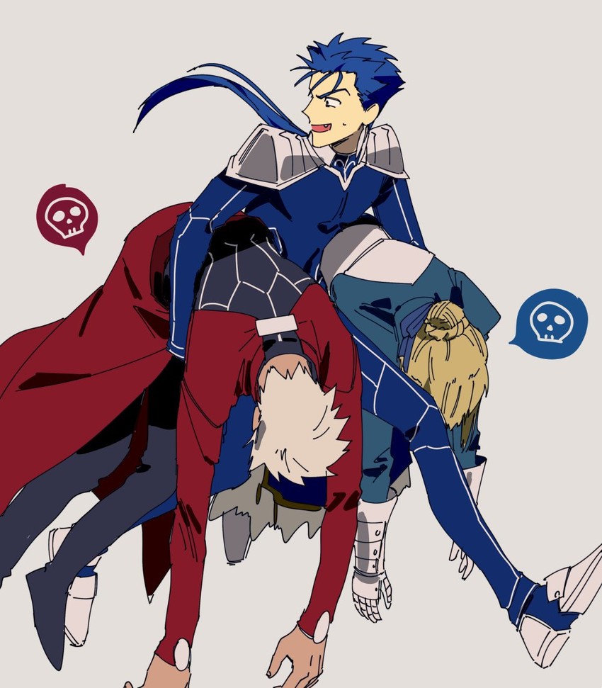 artoria pendragon, saber, cu chulainn, and archer (fate and 1 more) drawn by hirarego