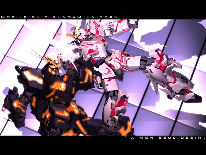 unicorn gundam and unicorn gundam banshee (gundam and 1 more) drawn by raiden_(raiden108)