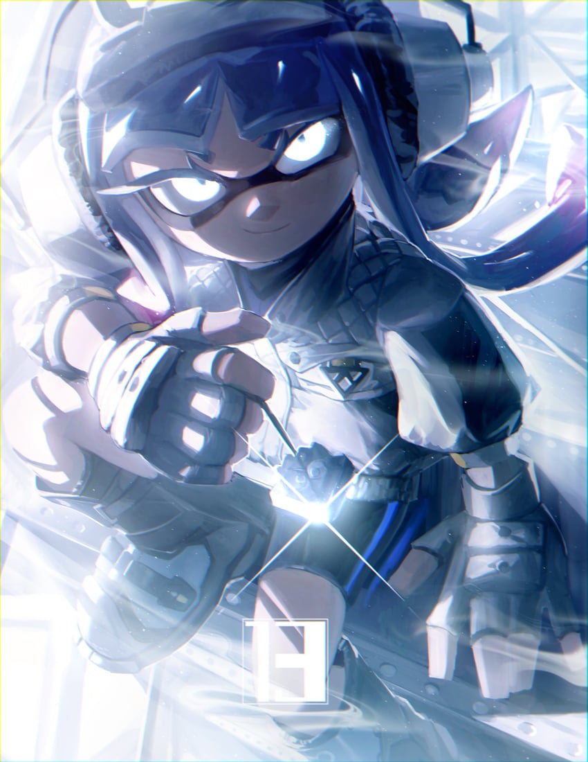 inkling player character and inkling girl (splatoon) drawn by no_(13_10_1230)