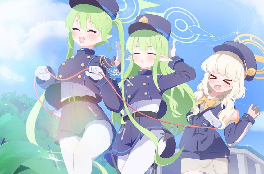 hikari, nozomi, and aoba (blue archive) drawn by fortysansan