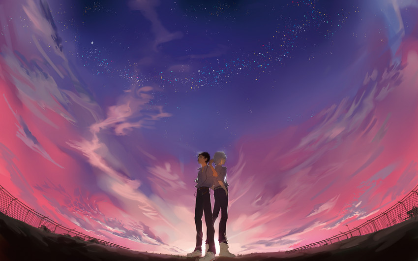 ikari shinji and nagisa kaworu (neon genesis evangelion) drawn by xiayu93