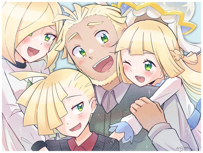 lusamine, gladion, nihilego, lillie, and mohn (pokemon and 1 more) drawn by monaka_(monaka_alola)