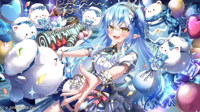 yukihana lamy, daifuku, and yukimin (hololive) drawn by kito_koruta