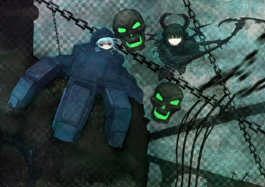 dead master and strength (black rock shooter) drawn by pinfan