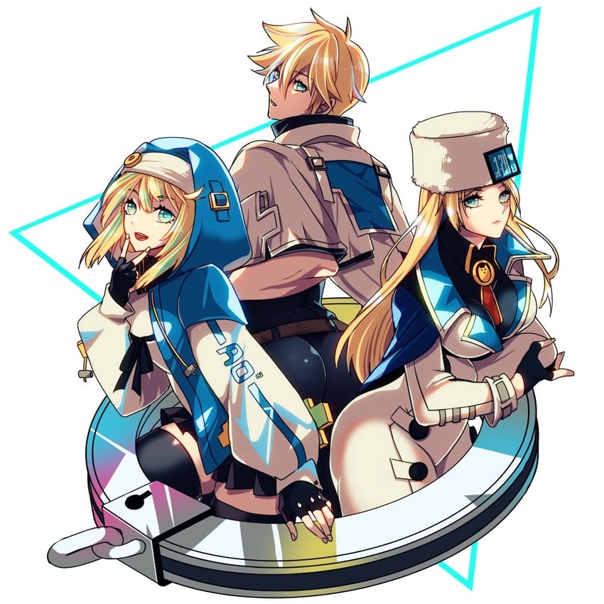 bridget, millia rage, and ky kiske (guilty gear and 1 more) drawn by peko_(opal)