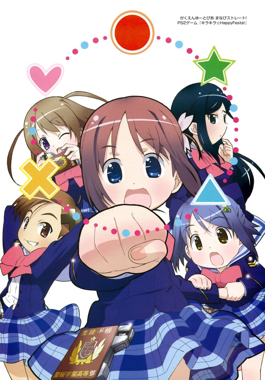 inamori mika, amamiya manami, etou mei, odori momoha, and uehara mutsuki (gakuen utopia manabi straight!)