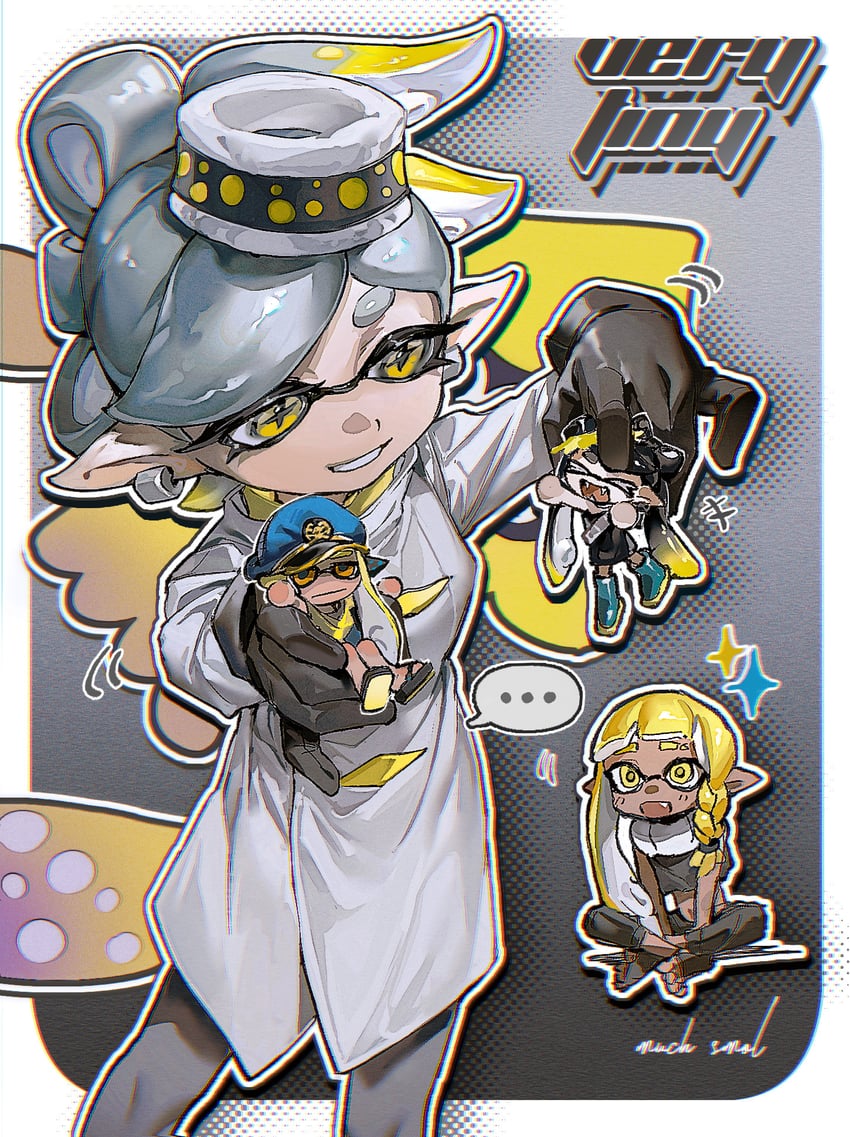 inkling player character, inkling girl, agent 3, callie, captain 3, and 1 more (splatoon and 1 more) drawn by eschathudde