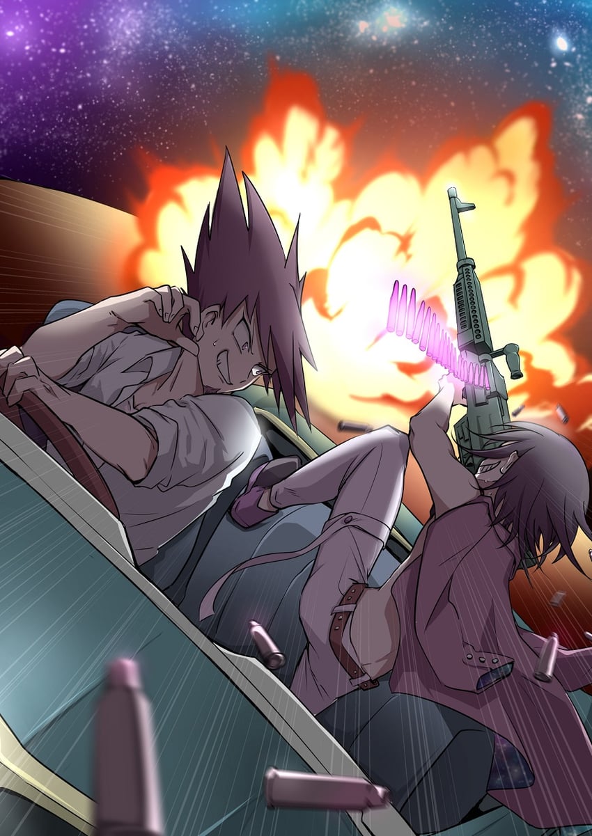 oma kokichi and momota kaito (danganronpa and 1 more) drawn by shachoo_(poco_poco)