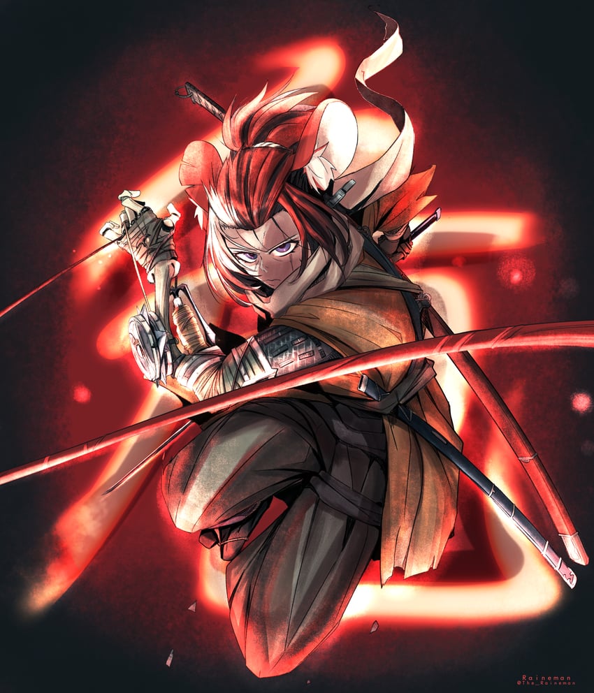 hakos baelz and sekiro (hololive and 2 more) drawn by the_raineman